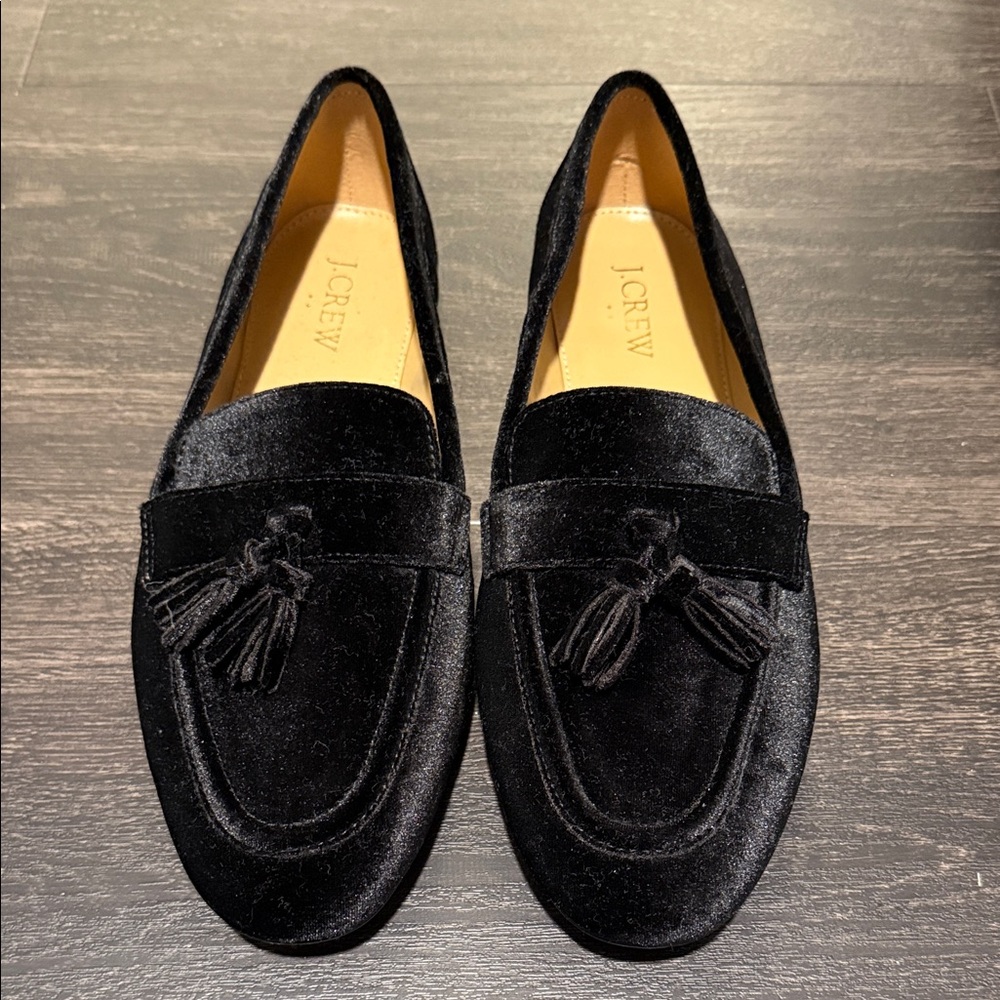 J. Crew Women's Black Velvet Tassel Loafers